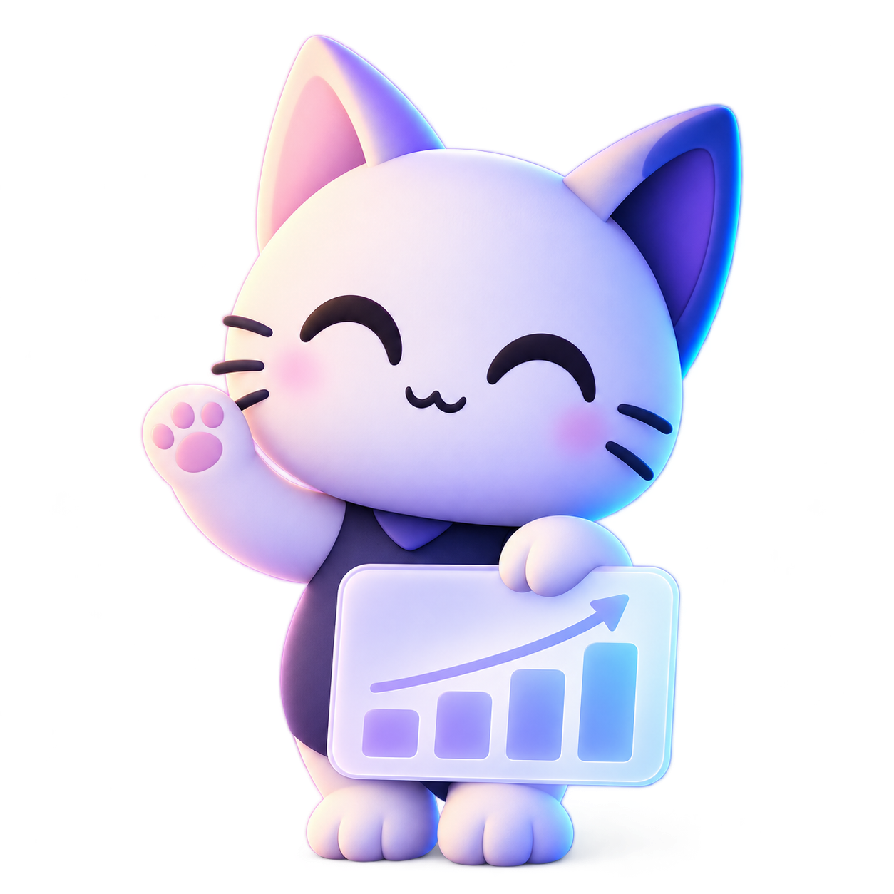 Miaou te fait coucou, avec un graphique devant lui